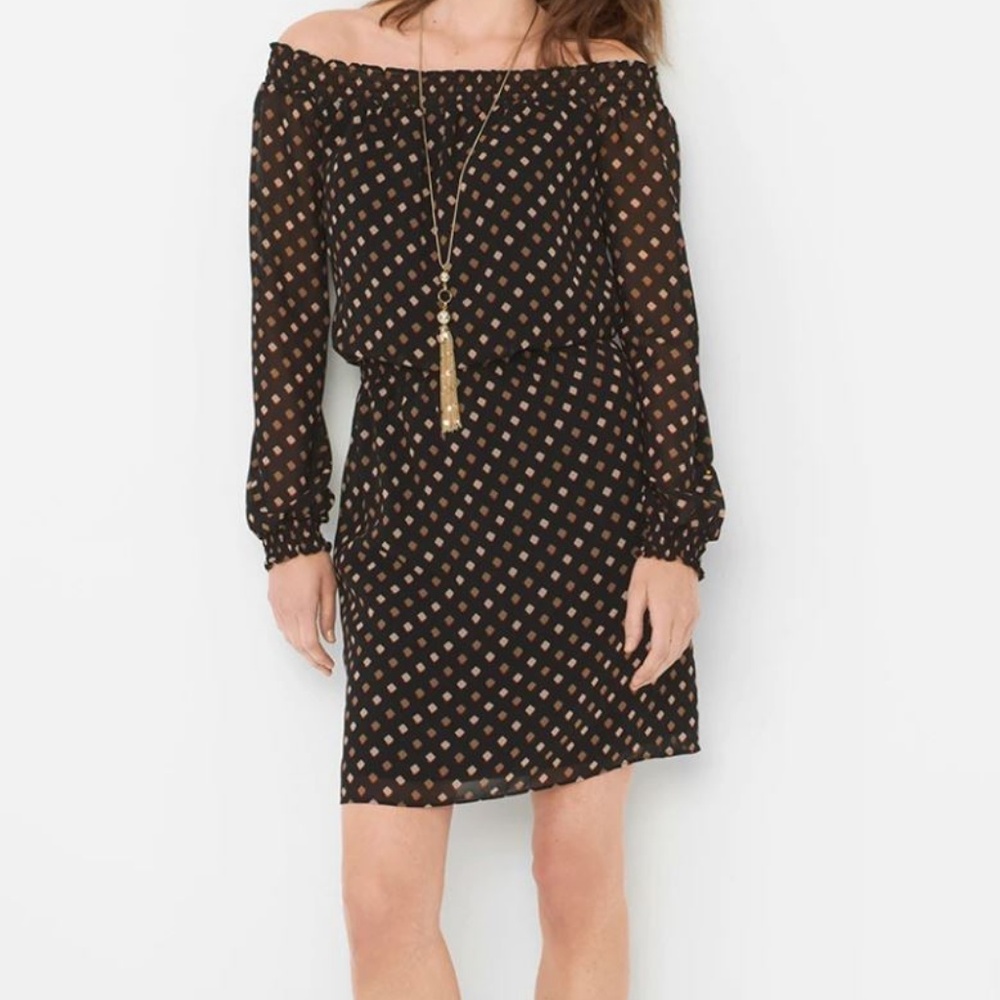 WHBM Chiffon Off The Shoulder PrintedDress. Size S